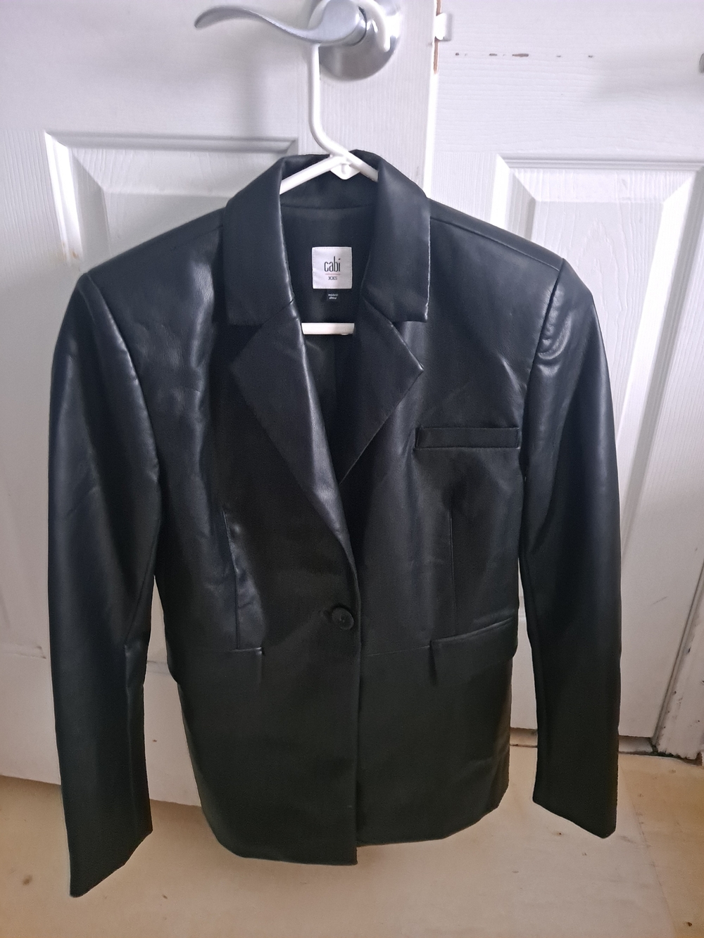 CAbi Black Faux Leather Blazer Jacket